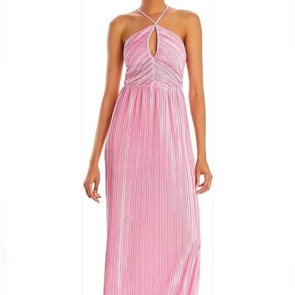 Amanda Uprichard Dresses & Skirts - Amanda Uprichard - Jelisa Pleated Satin Halter Midi Dress